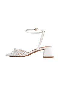 KNOTTED STRAP BLOCK HEEL - Sandales - white