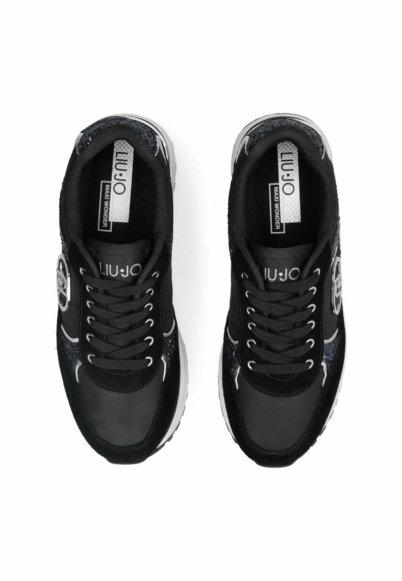 Scarpe da ginnastica/sneaker da donna con tacco a zeppa, fiori in pizzo, paillettes nere, suola spessa, adatte per l'autunno/inverno | SHEIN ALIA