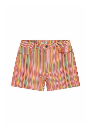 Gestreepte shorts in tinten van roze, oranje en groen. Gemaakt van zachte stof met een fitted taille, zijzakken en een knoopsluiting.
