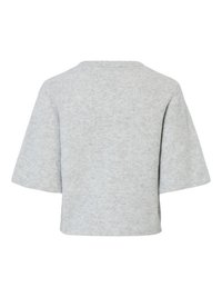 Hall halli lühikeste varrukatega Kampsun soonilise tekstuuriga, ümmarguse kaelusega ja lõdva lõikega. Hemmi küljele lõiked tagavad mugavuse ja liikumisvabaduse.