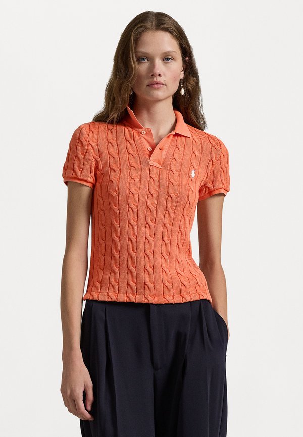 CABLE KNIT POLO SHIRT - Polo shirt - kona orange