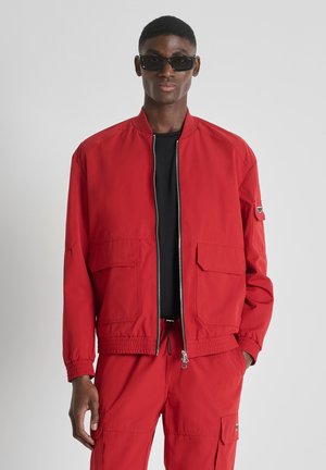 REGULAR FIT WITH PLATE ON SLEEVE ZIP TWO WAY - Blouson Bomber - dark red