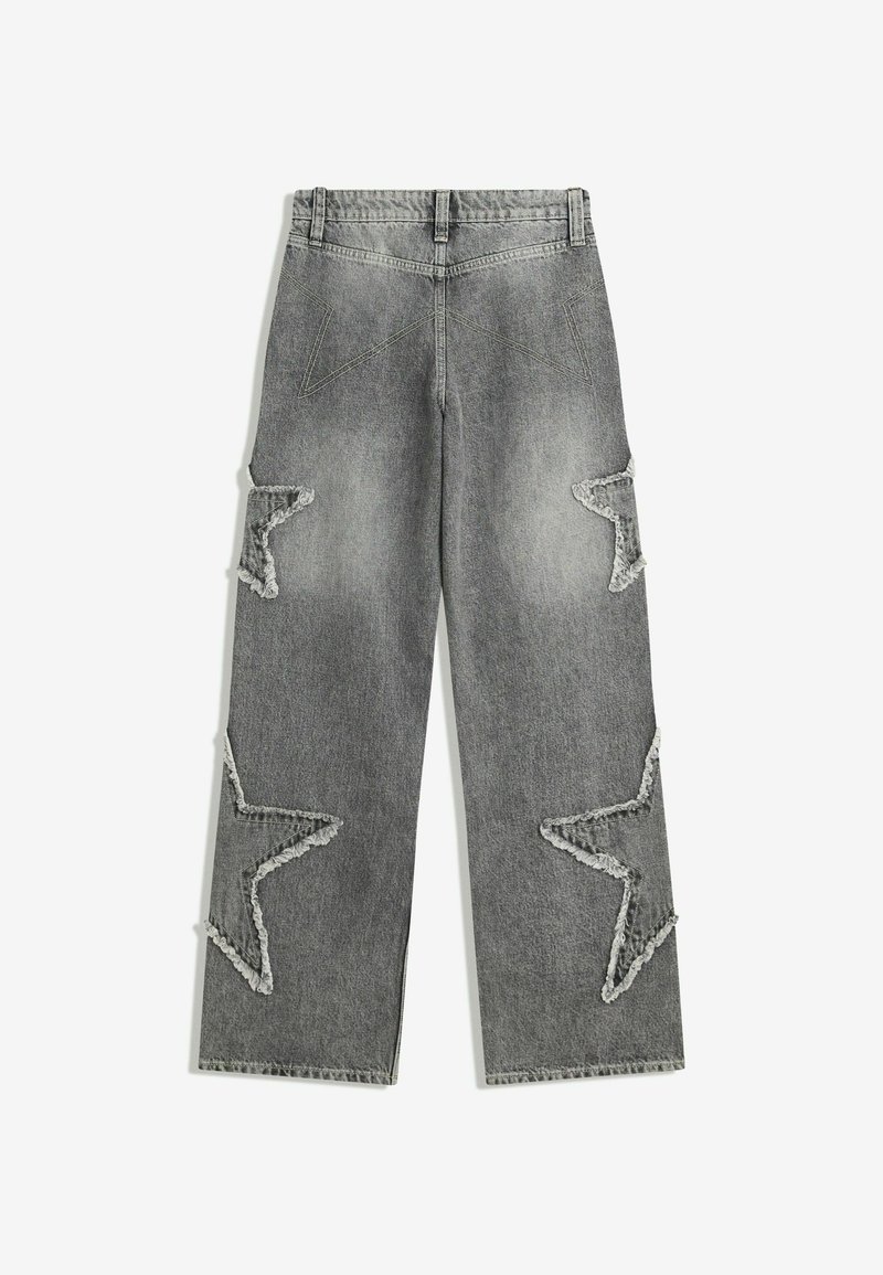Bershka STAR FRINGING Jean boyfriend grey/gris ZALANDO