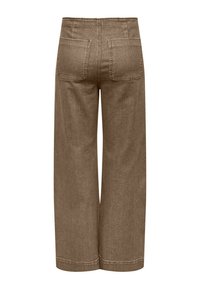 Jeans larges marron avec une taille haute, dotés de deux poches arrière et de détails de couture discrets. Fabriqués à partir d'un tissu en denim texturé.