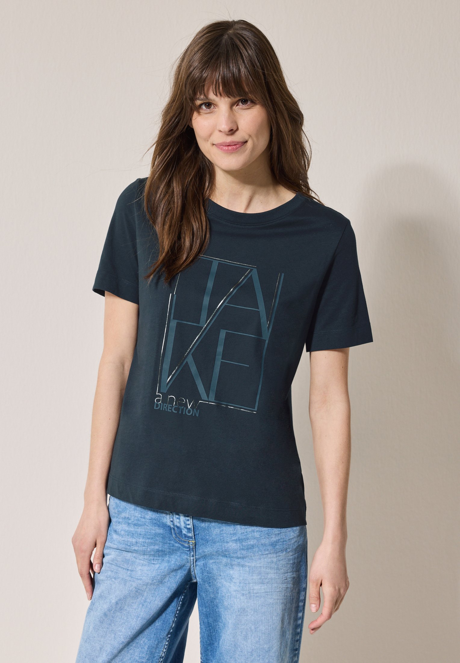 T-Shirt Col Rond Cecil Femme - 100% Coton - Manches Longues - Polyvalent Et Confortable