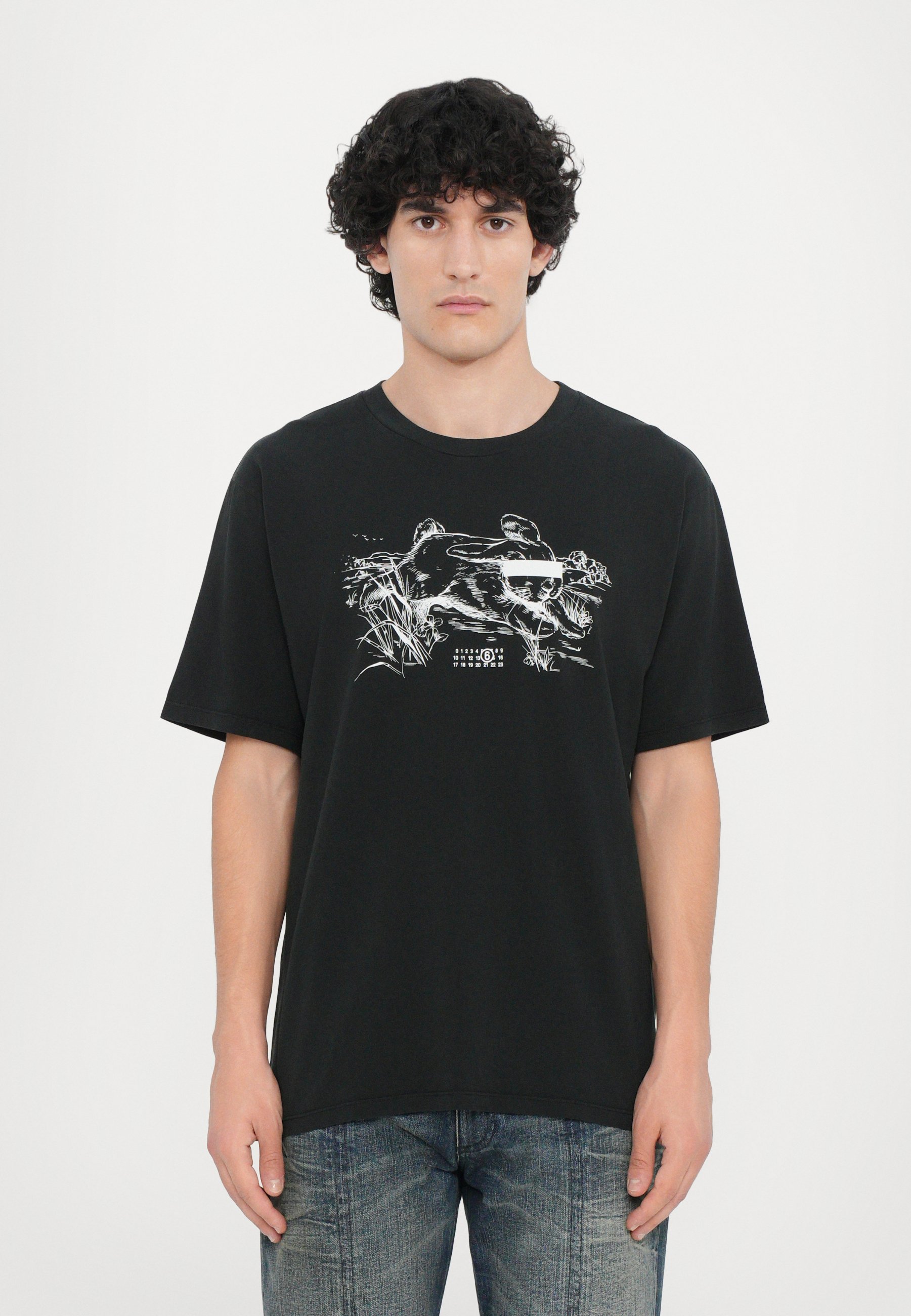 MM6 Maison Margiela Print T-shirt - washed black/black