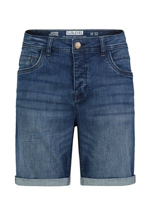 BERMUDA -MIT UMGESCHLAGENEM SAUM - Denim shorts - blau