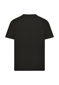 Black cotton t-shirt with a crew neckline and short sleeves. Plain back design, smooth texture, and relaxed fit.