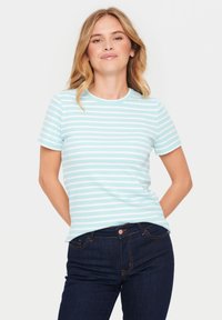 Saint Tropez ASTER SS STRIPE - Marškinėliai su spaudiniu - pastel turquoise