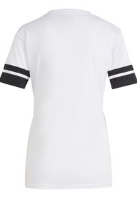Vit kortärmad t-shirt med svarta randiga detaljer på ärmarna. Slät tygkvalitet med rund halsringning och avslappnad passform.