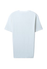 T-shirt a maniche corte in cotone azzurro chiaro con una vestibilità comoda. Presenta un collo rotondo e orlo dritto. Texture liscia, senza motivi visibili.