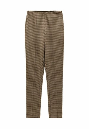 MIA CHECKED SKINNY ELASTICATED WITH ZIP - Nohavice - brown