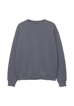 Grå sweatshirt lavet af blød bomuldsblanding, med rund hals, lange dropped sleeves og ribbede manchetter og kant for en afslappet pasform.