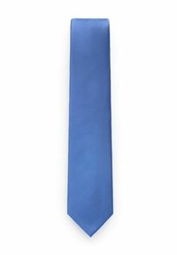 Sininen silkkisolmio, jossa on sileä tekstuuri, kapea muotoilu ja terävät kärjet. Sisältää hienovaraisen kudotun kuviolaatu.