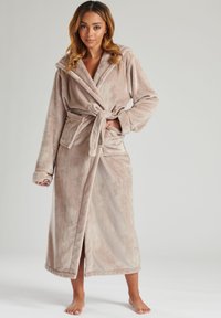 Loungeable RIBBON TRIM LUXURY HOODED MAXI RO - Badjas - mink