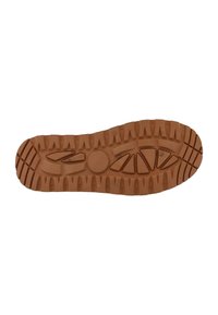 Rubberen zool met een geprofileerd, gemêleerd oppervlak. Beschikt over diepe loopvlakken en een cirkelvormig centraal ontwerp voor grip. Kleur: bruin.