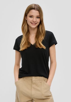 QS MIT V-AUSSCHNITT - T-shirt basic - schwarz