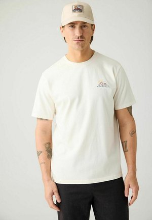 KnowledgeCotton Apparel KNOWLEDGECOTTON APPAREL T-SHIRT WHITE  CHEST PRINT - T-Shirt print - wit