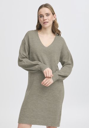 ERETTA - Svetríkové šaty - dusty olive melange