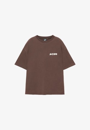 PULL&BEAR, STWD GRAPHIC SHORT SLEEVE - T-SHIRT - T-shirt imprimé - brown