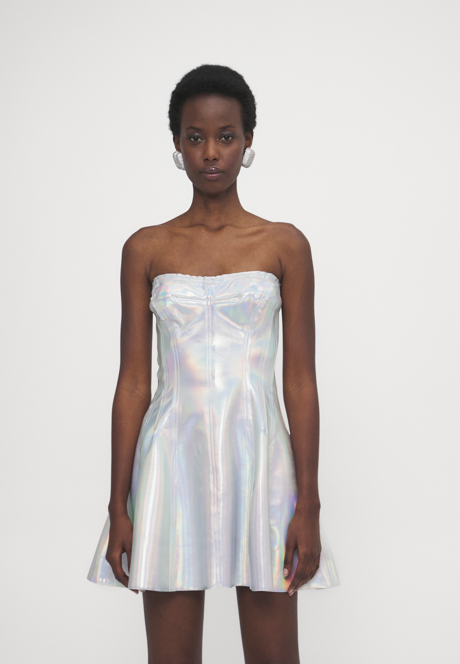 norma kamali strapless grace mini dress Norma Kamali STRAPLESS GRACE MINI DRESS - Cocktail dress / Party dress -  hologram/silver-coloured