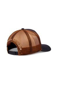 Kšiltovka s trucker style, hnědou síťovinou vzadu, černým kšiltem a nápisem "SUNDAY COFFEE CLUB". Nastavitelný zapínací systém pro dokonalé padnutí.