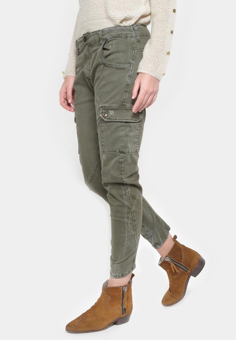 Cerises Jean Kaki Taille Haute Femme Le Temps Des Cerises Pantalon