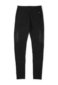 Zwarte leggings gemaakt van rekbaar materiaal met meshpanelen aan de zijkanten en een aansluitend ontwerp, met een elastische tailleband voor comfort.