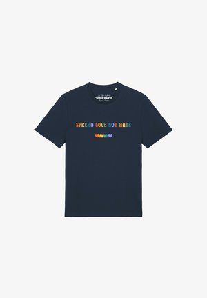 watapparel, SPREAD LOVE NOT HATE UNISEX - T-shirt print - french navy