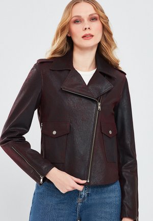 Derimod Veste en cuir - dark red