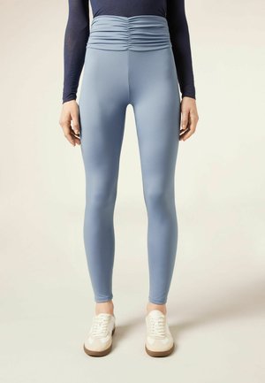 WITH RUCHING - Leggings - Hosen - blue