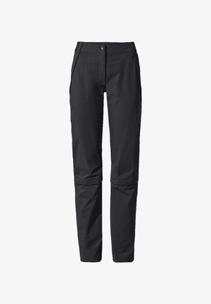 Schwarze, leichte Outdoor-Hosen aus strapazierfähigem Stoff, ausgestattet mit einer Reißverschlusstasche, Gürtelschlaufen und einem schmal zulaufenden Bein-Design.