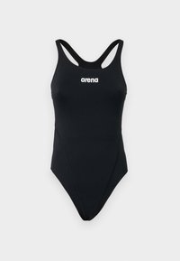 Mustast pehmest ja venivast materjalist ühes tükis ujumistrikoo. Omab laiu rihmasid ja rinna juures valget logo. Sile tekstuur, minimalistlik disain.