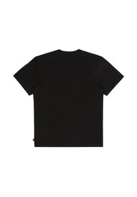 Μαύρο βαμβακερό μπλουζάκι με κοντά μανίκια, στρογγυλή λαιμόκοψη και ίσιο στρίφωμα. Λείος υφής χωρίς ορατά μοτίβα ή διακοσμητικά.