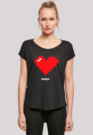 PIXEL HERZ  HAPPY PEOPLE - Print T-shirt - schwarz