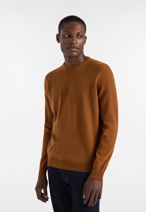 COLLO TONDO CON LOGO - Maglione - marrone screziato