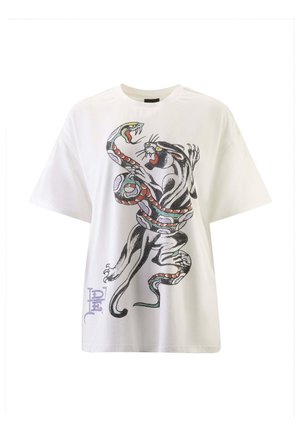 Ed Hardy SNAKE & PANTHER BATTLE  - Print T-shirt - white