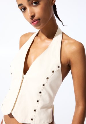 CROPPED STUDDED - Waistcoat - beige