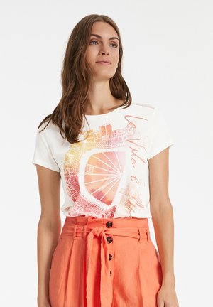 Print T-shirt - offwhite gemustert