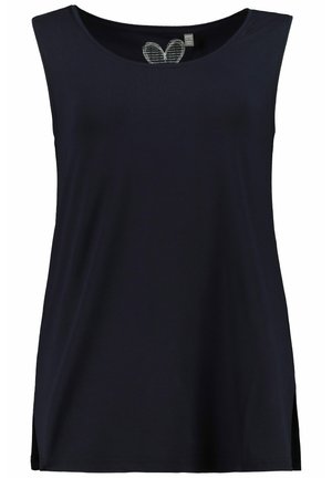 Marine tanktop gemaakt van zachte stof, met een ronde halslijn, mouwloos ontwerp en zijsplitten voor extra bewegingsvrijheid en comfort.