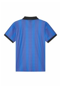 Blauw gestreept poloshirt met een donkere kraag. Gemaakt van een soepele, lichte stof. Kenmerkt zich door afwisselend donkere en lichtblauwe verticale strepen.
