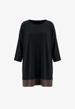 Ulla Popken, PULLOVER, CHIFFONSAUM, U-BOOT-AUSSCHNITT, 3/4-ARM - Striktrøje - black