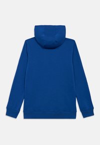 Felpa con cappuccio di un brillante blu, realizzata in un morbido misto cotone. Presenta una tasca a marsupio e polsini e orlo ribattuti, con una superficie liscia.
