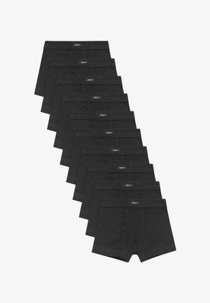Boxeri negri din bumbac, așezați unul peste altul, cu un design simplu și un brâu elastic pe care se află logo-ul "NEXT" pe o etichetă rectangulară.