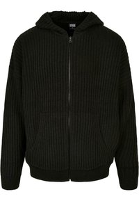 KNITTED ZIP HOODY - Kardiganas - black