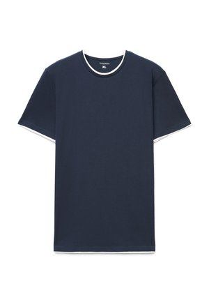 A TINTA UNITA CON BORDI A CONTRASTO - T-shirt basic - blu navy
