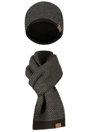 UNISEX 2-TEILIGES MERINO WINTERSET WINTER MÜTZE UND MERINO WINTERSCHAL - Scarf - braun grau