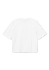 T-shirt à manches courtes, blanche en coton avec un col rond et une coupe décontractée, présentant un dos uni sans motifs ni dessins.