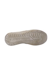 Suola di scarpa in gomma di un color beige chiaro, caratterizzata da una superficie testurizzata e pattern. Logo inciso "JOSEF SEIBEL" nell'area del tallone.