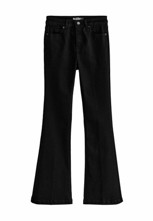 Zwarte flared jeans van denim, met een klassieke vijf-pocket ontwerp, een veilige knoopsluiting en gestikte accenten langs de naden.